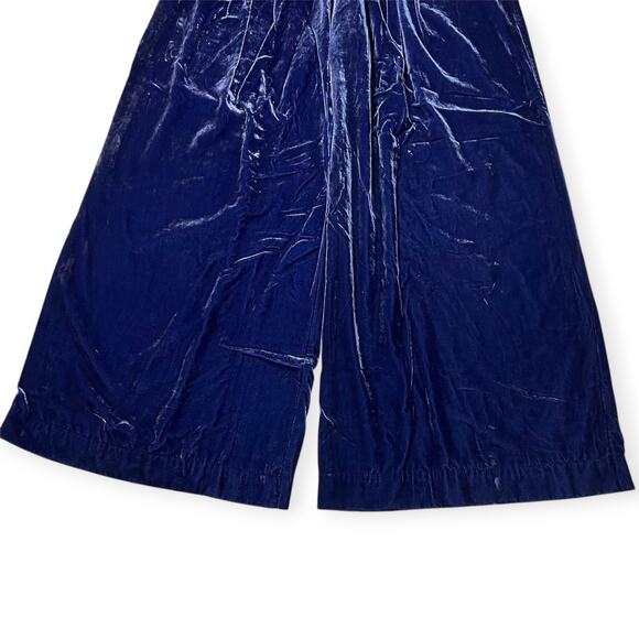 Maeve Anthropologie Velvet Avery Trousers SIZE 6P PETITE Blue Wide Leg Pants - Picture 10 of 10